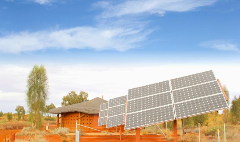 Solar,Panels,,Sun,Energy,And,Electricity,Generation,In,Desert,,Africa.